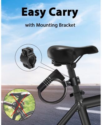 Combination Bike Lock Cable, High Security 5-Digit Resettable Anti-Theft Lock with Mounting Bracket for Bikes and Scooters - 12mm with Key