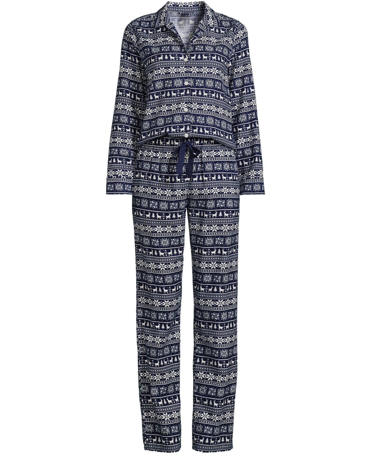 Lands' End Plus Flannel 2 Piece Pajama Set - Long Sleeve Shirt and Pants