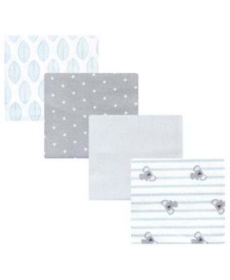 Hudson Baby Cotton Flannel Receiving Blankets 4-Pack, Koala Stripe , One Size - Koala stripe