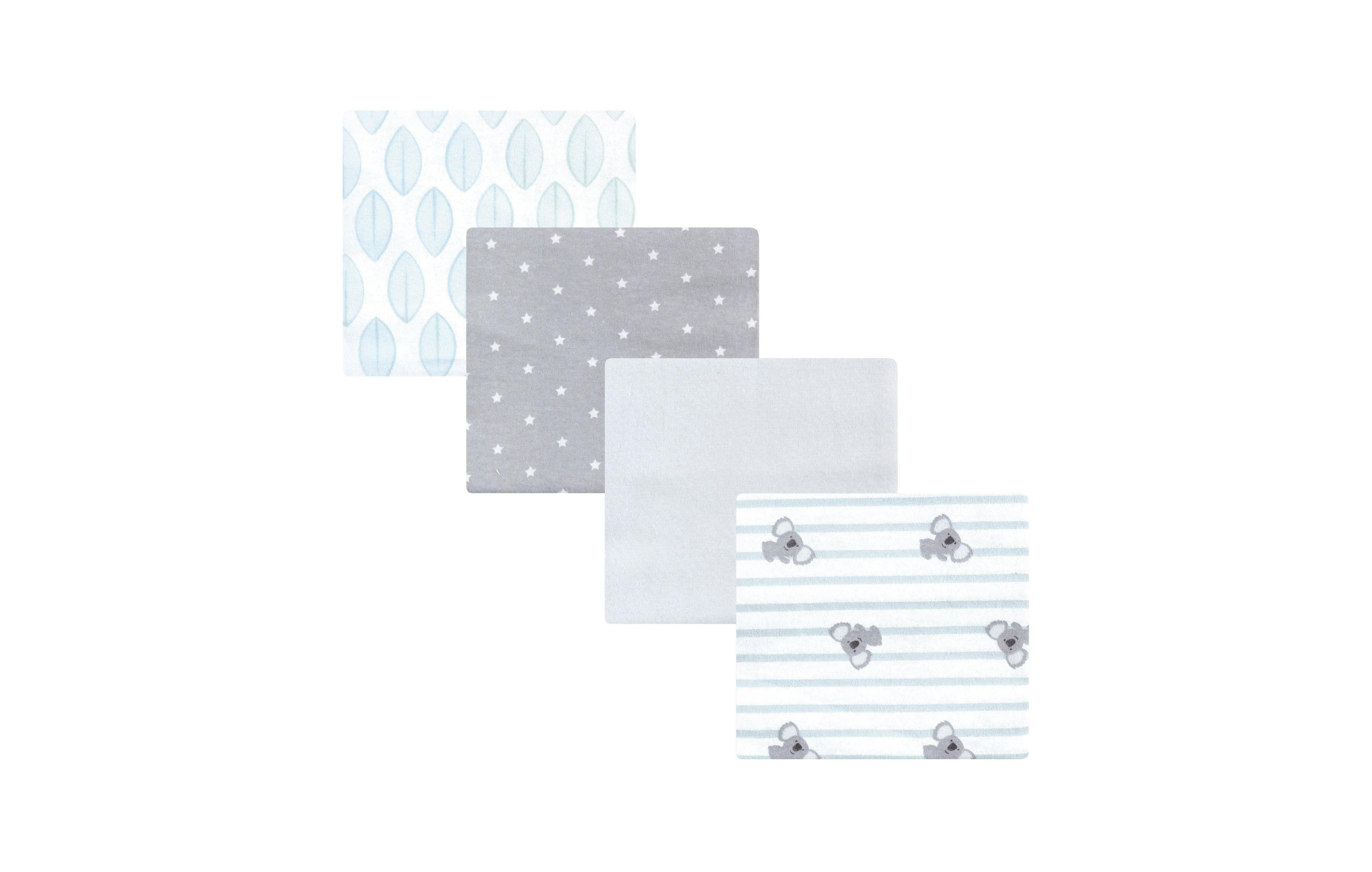 Hudson Baby Cotton Flannel Receiving Blankets 4-Pack, Koala Stripe , One Size