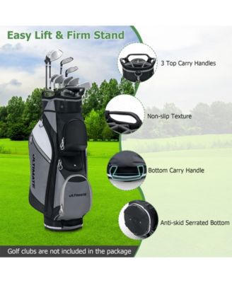 14-Way Golf Cart Stand Bag with Waterproof Rain Hood