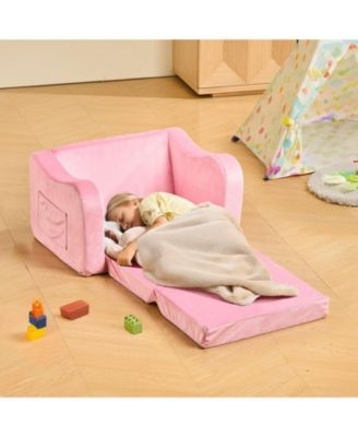 Convertible Kids Sofa with Armrests, Folds into Lounger for Kids Room