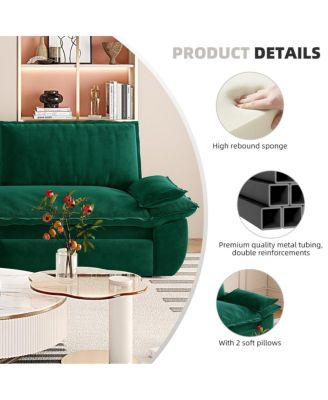 73.2" Queen Pull-Out Sofa Bed – 3-in-1 Convertible Velvet Sleeper with Chaise Lounge for Living or Guest Room