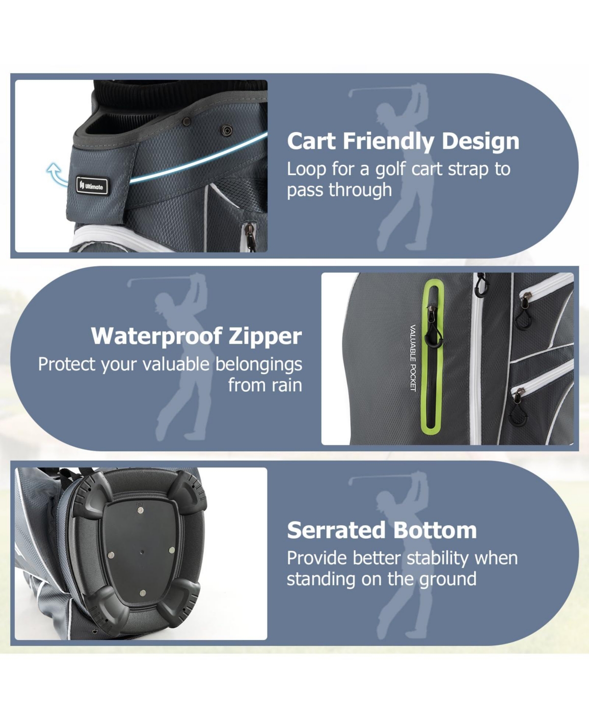 Mecale 9.5 Inch Lightweight Golf Cart Bag with 15 Way Top Dividers