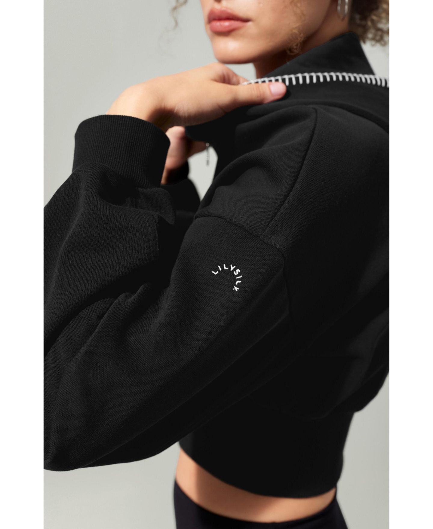 Женский топ LILYSILK Seamflow Drift Zip-Up, цвет: Чёрный — фото 5