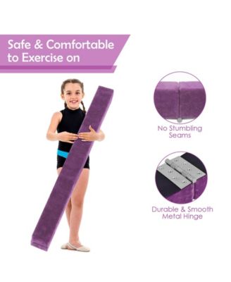 7 Feet Folding Portable Floor Balance Beam with Handles for Gymnasts-Purple