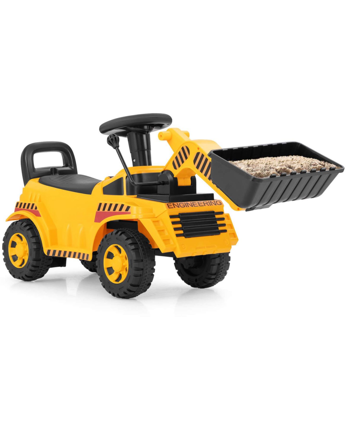 Детская игрушка Costway Ride-On Bulldozer with Adjustable Bucket & Engine Sound, 33 lb. Capacity, Ages 19-36 Months, цвет: Жёлтый — фото 1