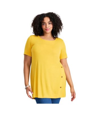 Women's Plus Size Button Detail Tunic Tee