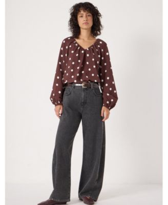 Women's Printed Airflow V Neck Blouse