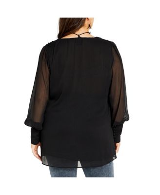 Plus Size Fleur 2 Piece Decorative Flower Neck Tie Top