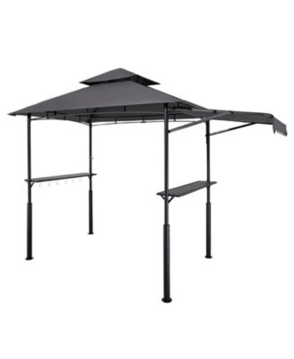 Reinforced BBQ Grill Gazebo with Awning and Storage Shelf