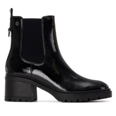 Women's Patent Leather Heeled Chelsea Booties