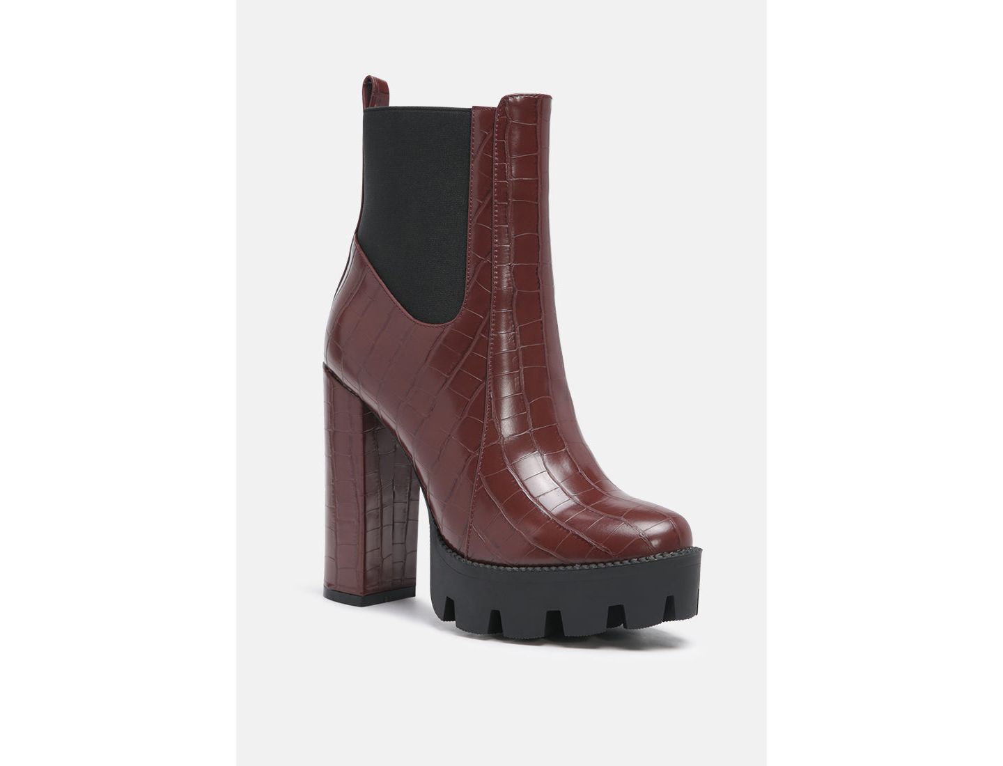 Женские ботинки London Rag Beatriz Croc Print Block Heel Ankle, цвет: Коричневый — фото 1