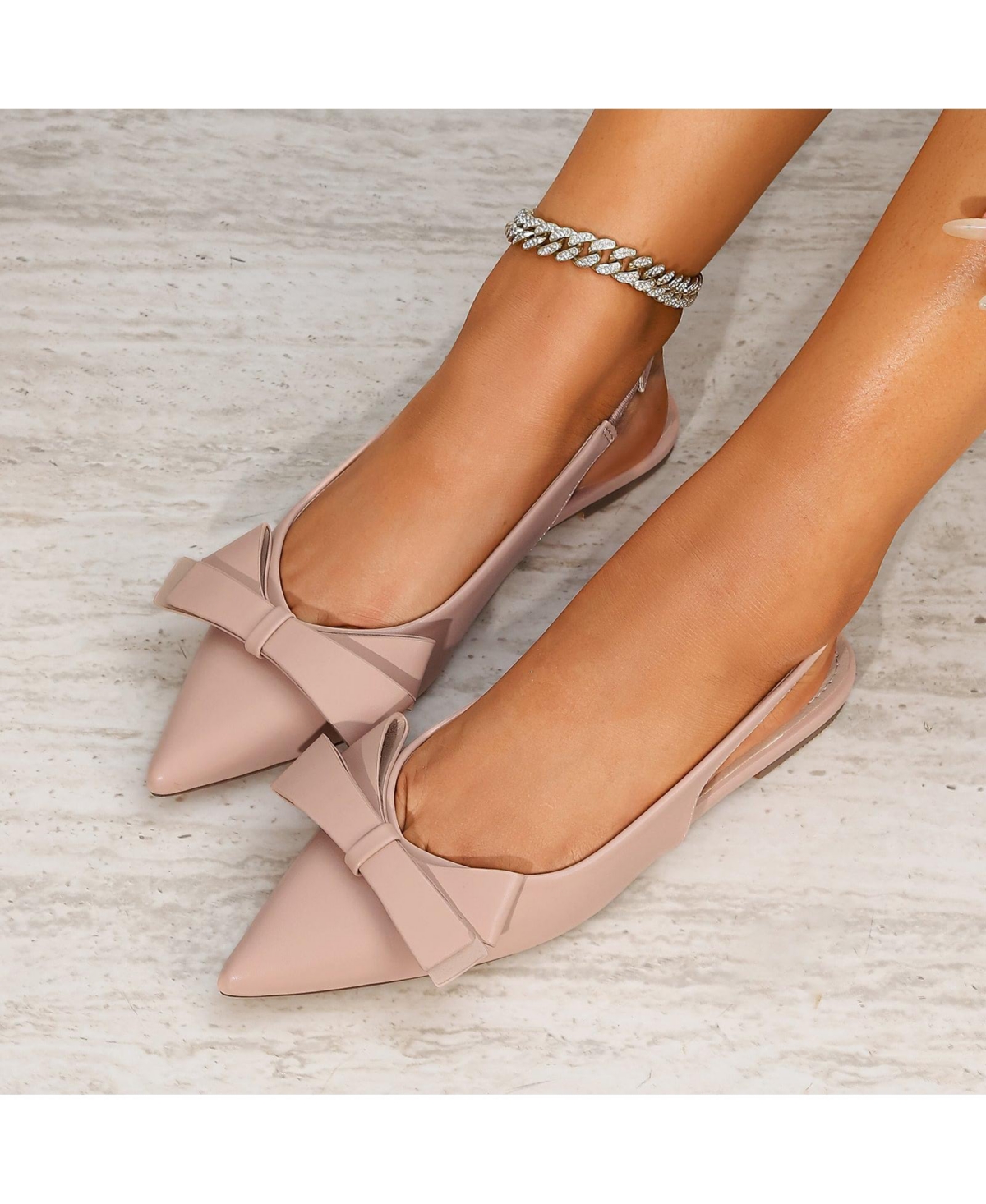 Berness Cinnamon Slingback Flats with Asymmetrical Bow
