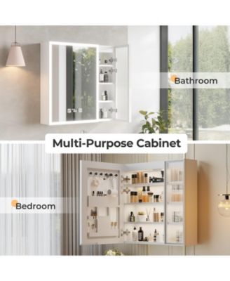 LED Bathroom Cabinet with 8 Shelves and Smart Display