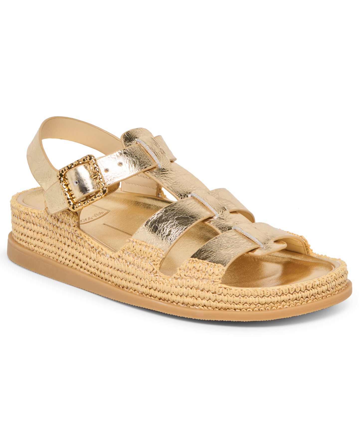 Женские сандалии Dolce Vita Shenna Fisherman Footbed Flat, цвет: Золотой кожаный — фото 1