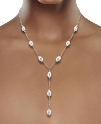 Freshwater Pearl Necklace (8-9mm) in 14k Yellow Gold Beads and Sterling Silver