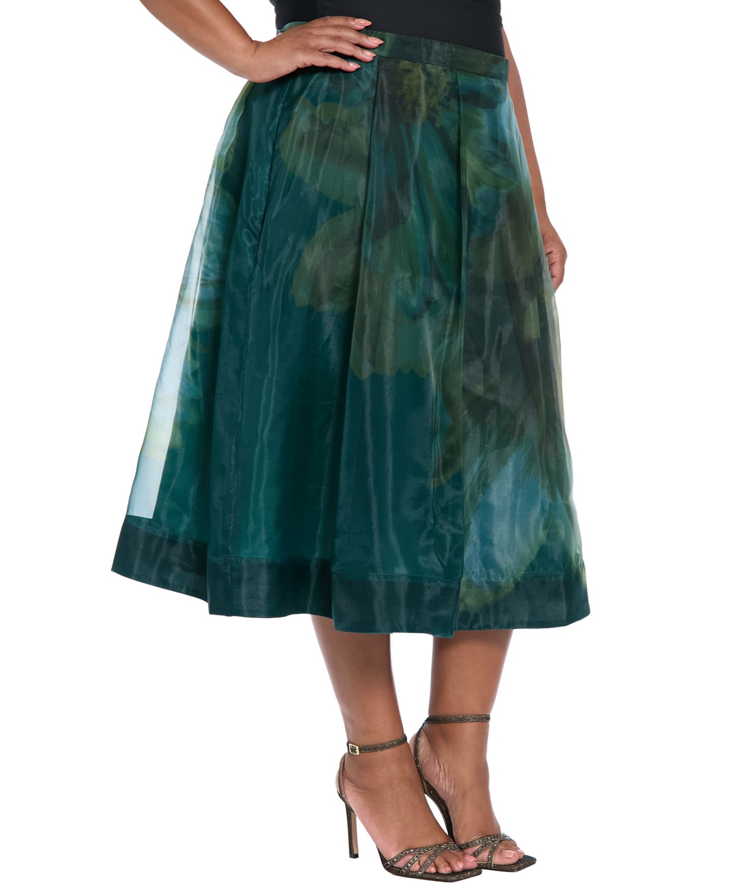 Женская юбка Muse Plus Size Pleated Organza Midi, цвет: Бирюзовый — фото 2