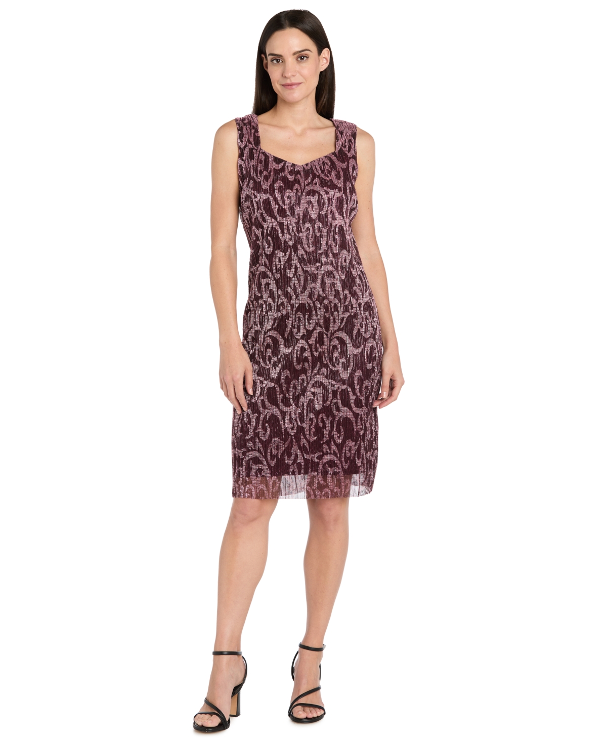 R & M Richards Women's 2-Piece Printed Metallic Foil Swirl Jacket Dress