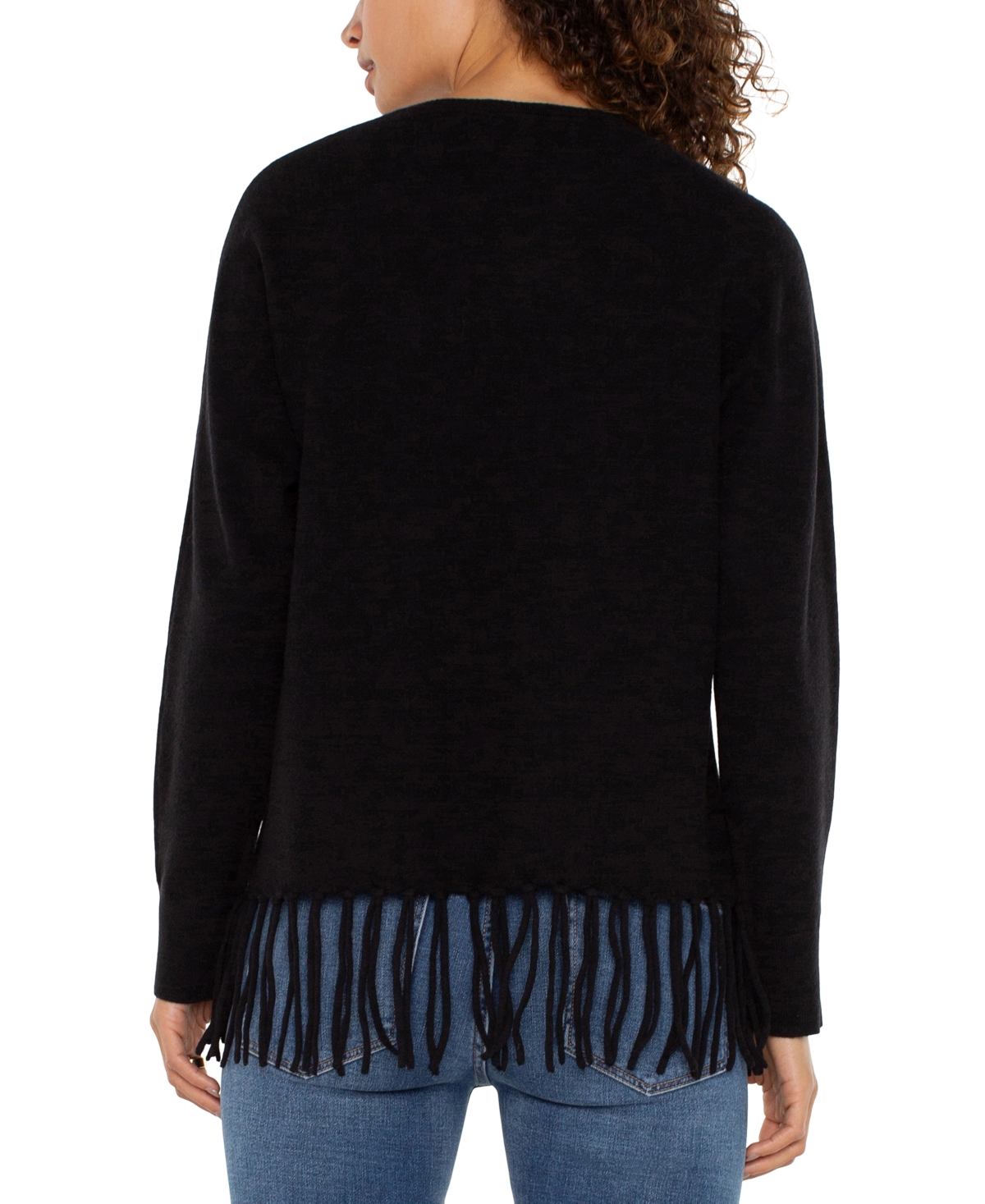 Liverpool Los Angeles Petite Long Dolman Sleeve Seamless Sweater In Black