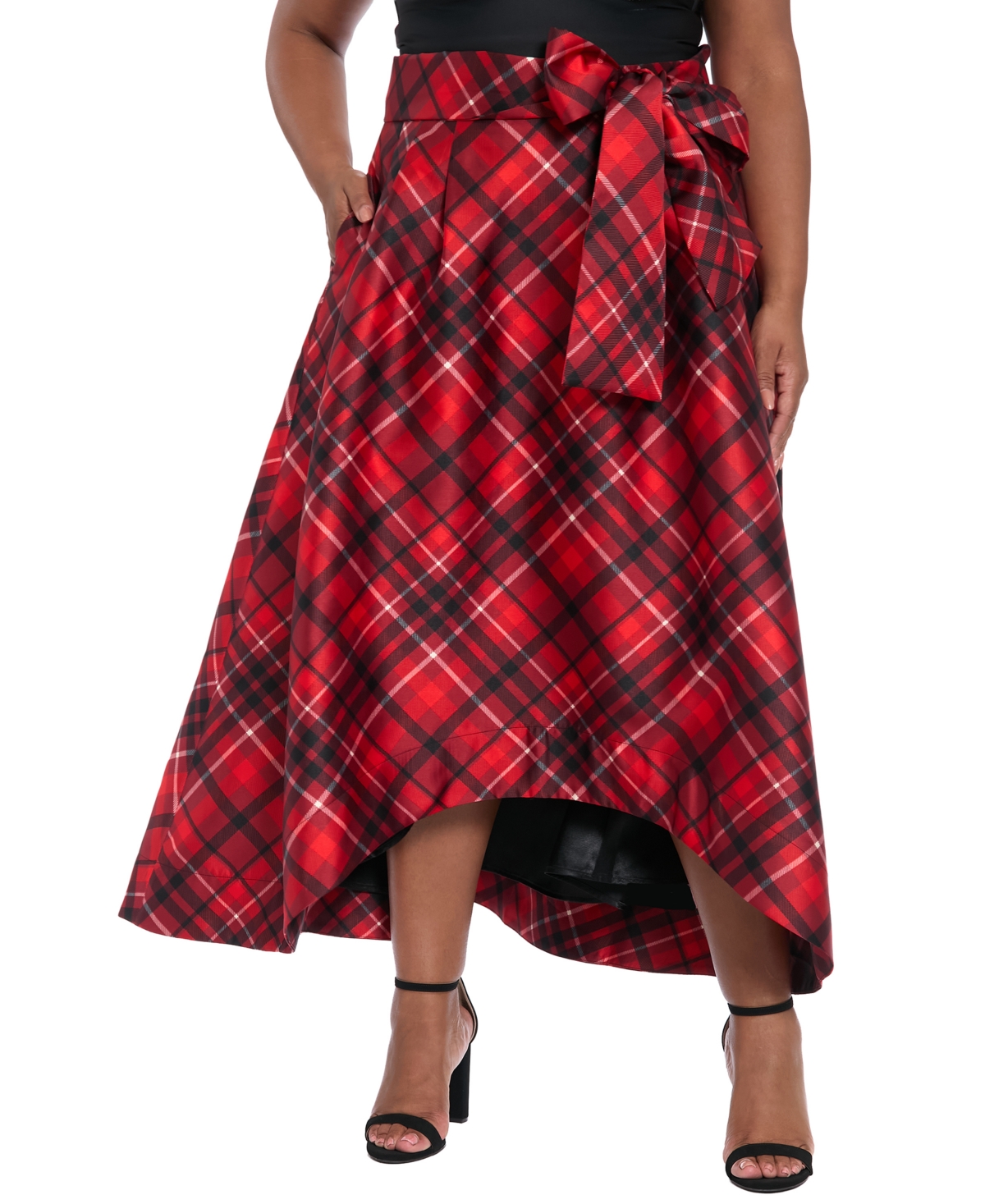 Muse Plus Size High Low Plaid Ballgown Skirt In Multi