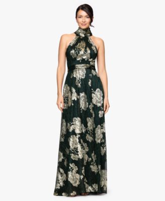 Betsy & Adam - Women's Crinkle Foil Halter Dress