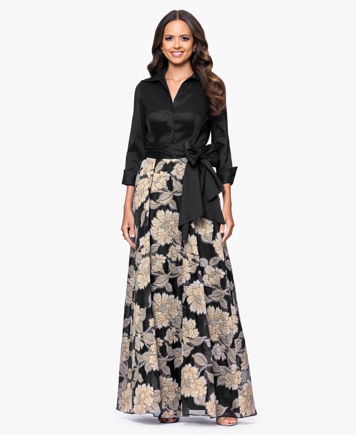 Betsy & Adam Women's Collared Long-Sleeve Shirt Dress