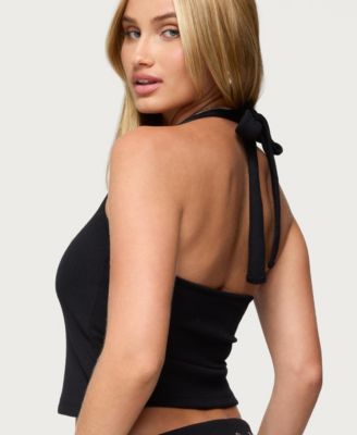 Women's Havana Grommet Ribbed Halter Top