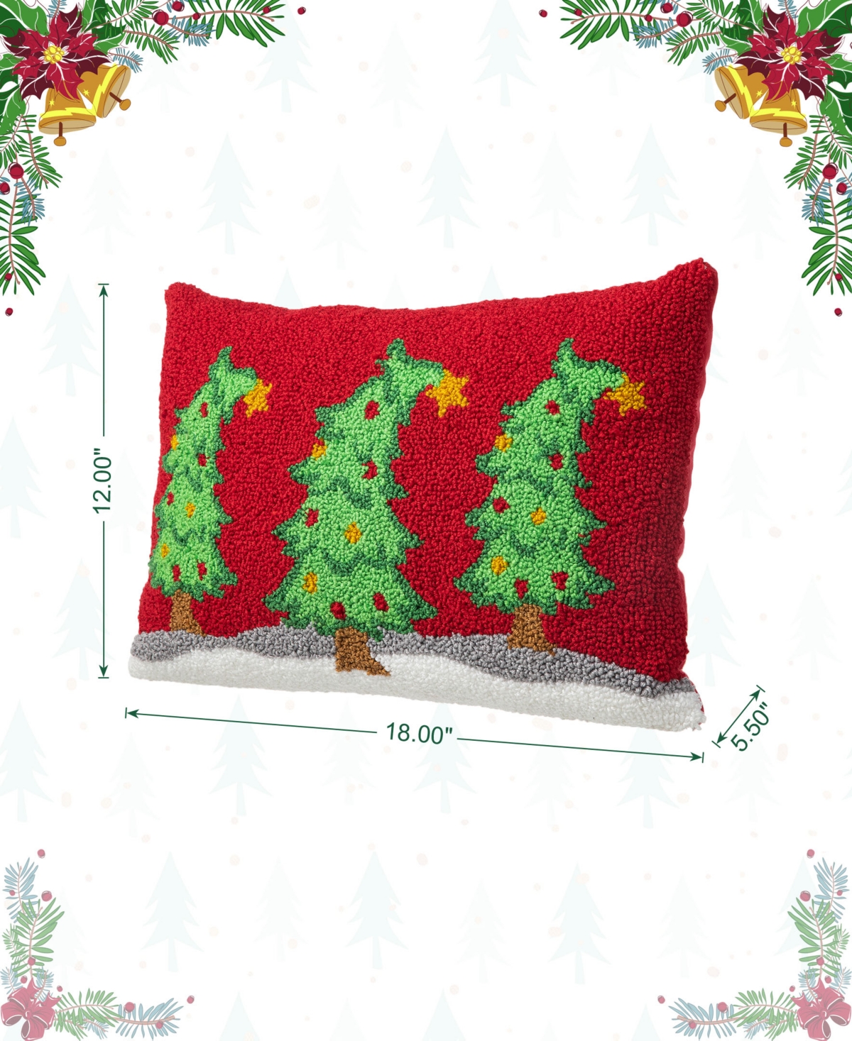 Glitzhome Christmas Gingerbread Man Shaped Pillow, 15" X 11"