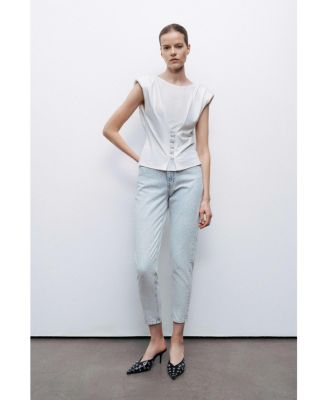 Women's T-Shirt with Agraffe Accessory Detail