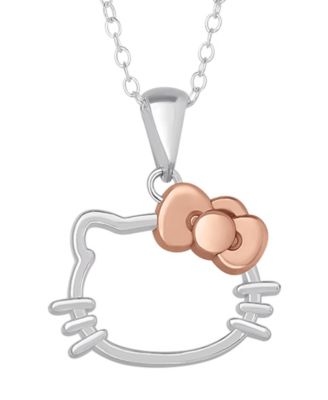 2-Pc. Two-Tone Hello Kitty Necklace and Earrings Set in Sterling Silver