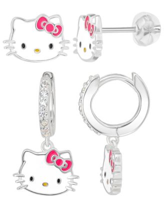 2-Pc. Cubic Zirconia Drop and Stud Earrings Set in Sterling Silver