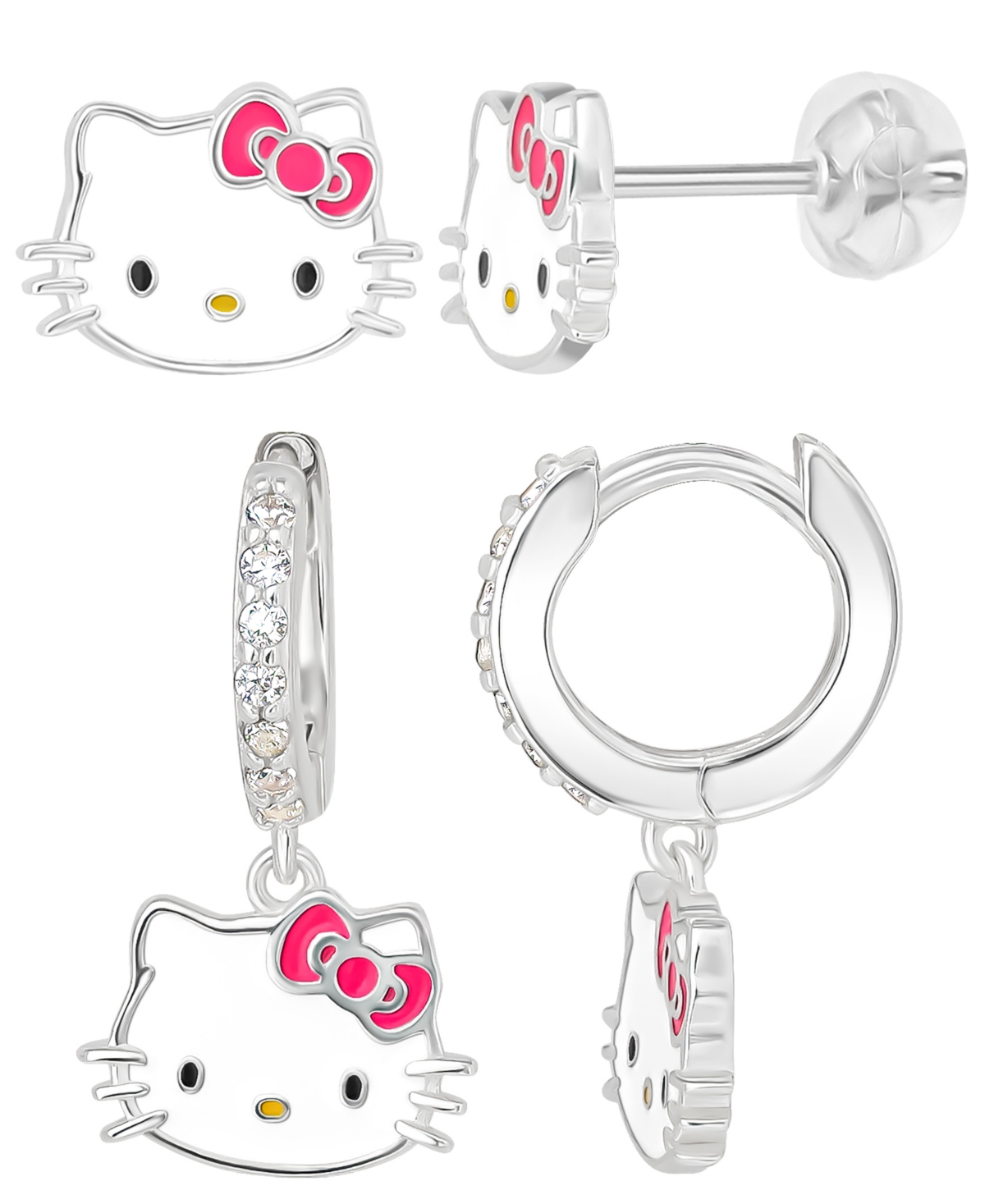 Macy's 2-Pc. Cubic Zirconia Drop and Stud Earrings Set in Sterling Silver