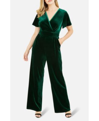 Women's Angel Sleeve Velvet Jumpsuit