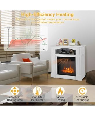 18-Inch Size, 1400W Electric Power, Built-in Shelf  TV Stand Fireplace