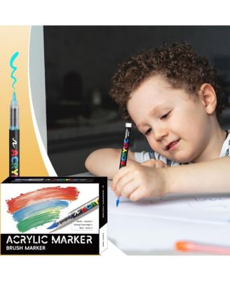 24 Colors Soft Brush Tip Markers, Art Supplies Kit for Kids And Adults, for Ceramic, Stone, Rock, Canvas, Fabric and Wood
