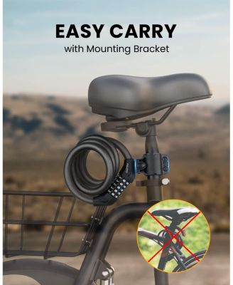 Bike Lock Cable with Combination, Heavy-Duty 5-Digit Resettable Bicycle Lock Anti-Theft, w/ Mounting Bracket for Bicycle and Scooters