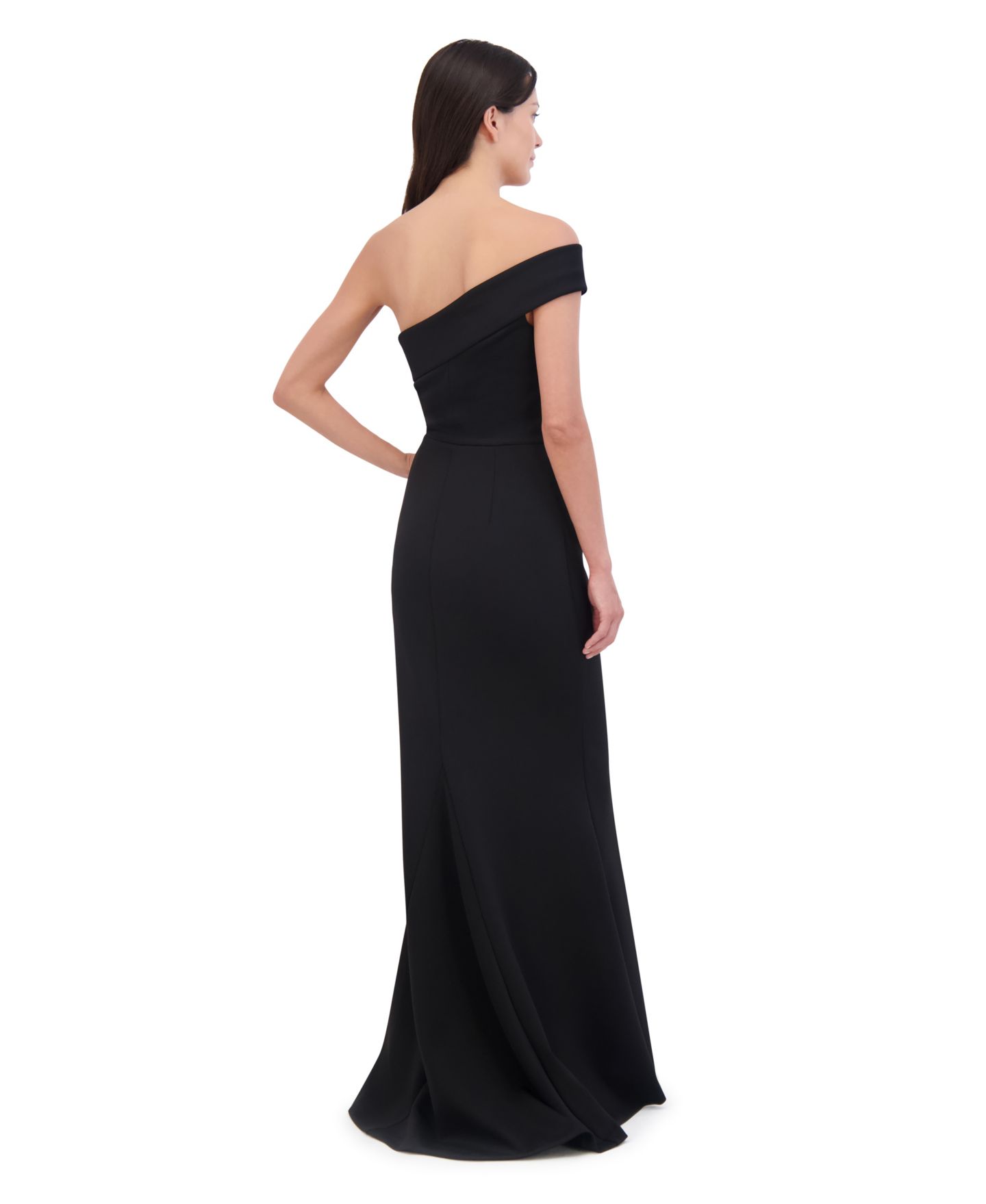 Женские платья Eliza J Asymmetric-Neck Side-Pleat Scuba Gown, цвет: Чёрный — фото 5