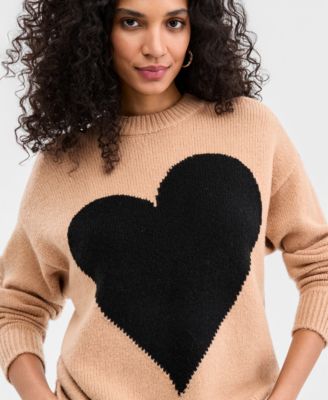 Women's Crewneck Heart Sweater, Macy's Exclusive