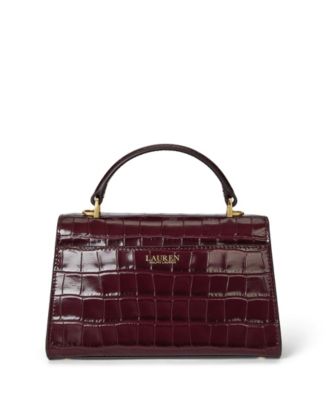 Crocodile-Embossed Small Farrah Satchel Bag