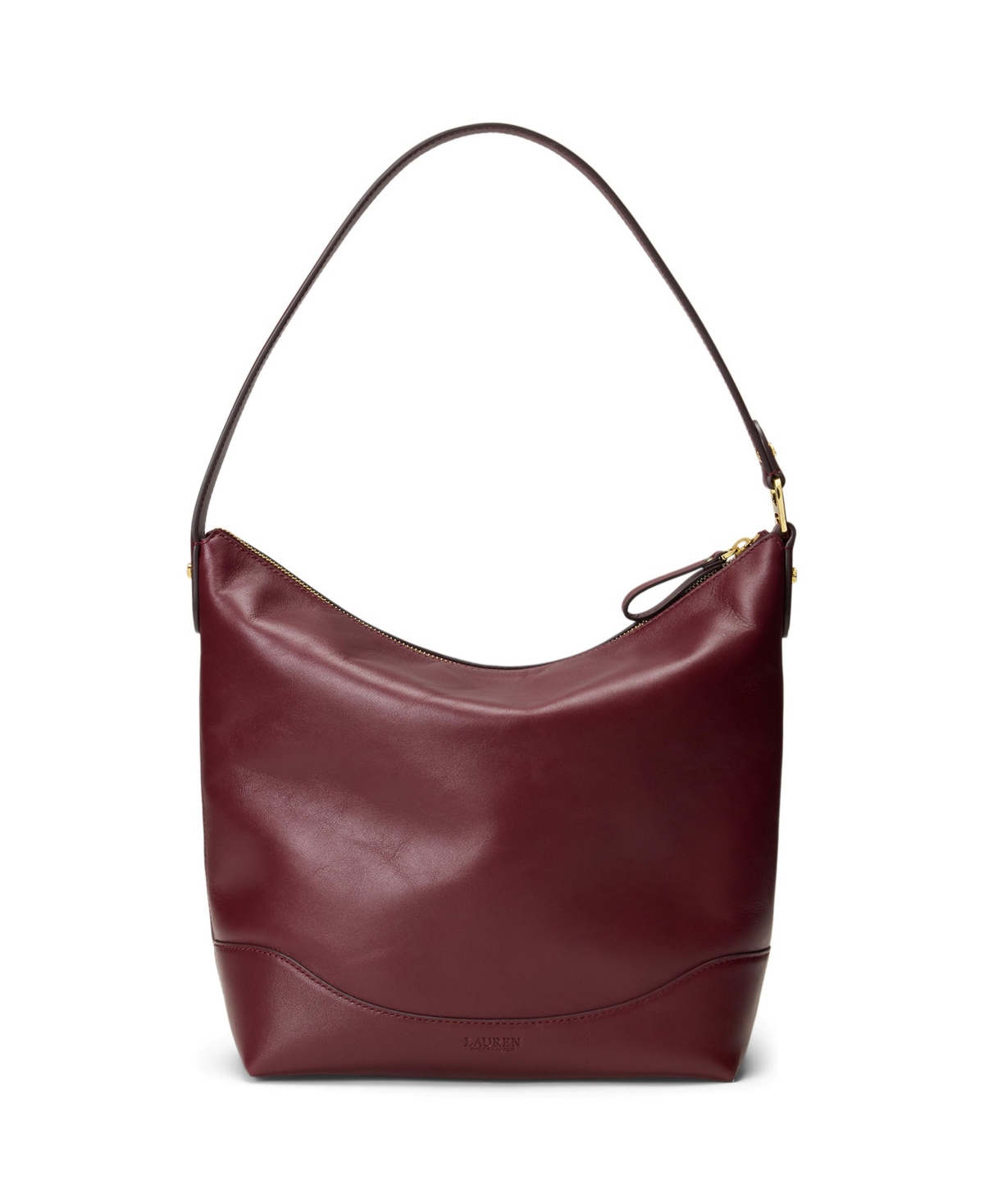 Ralph Lauren Smooth Leather Tasha Bucket Bag In Burgundy
