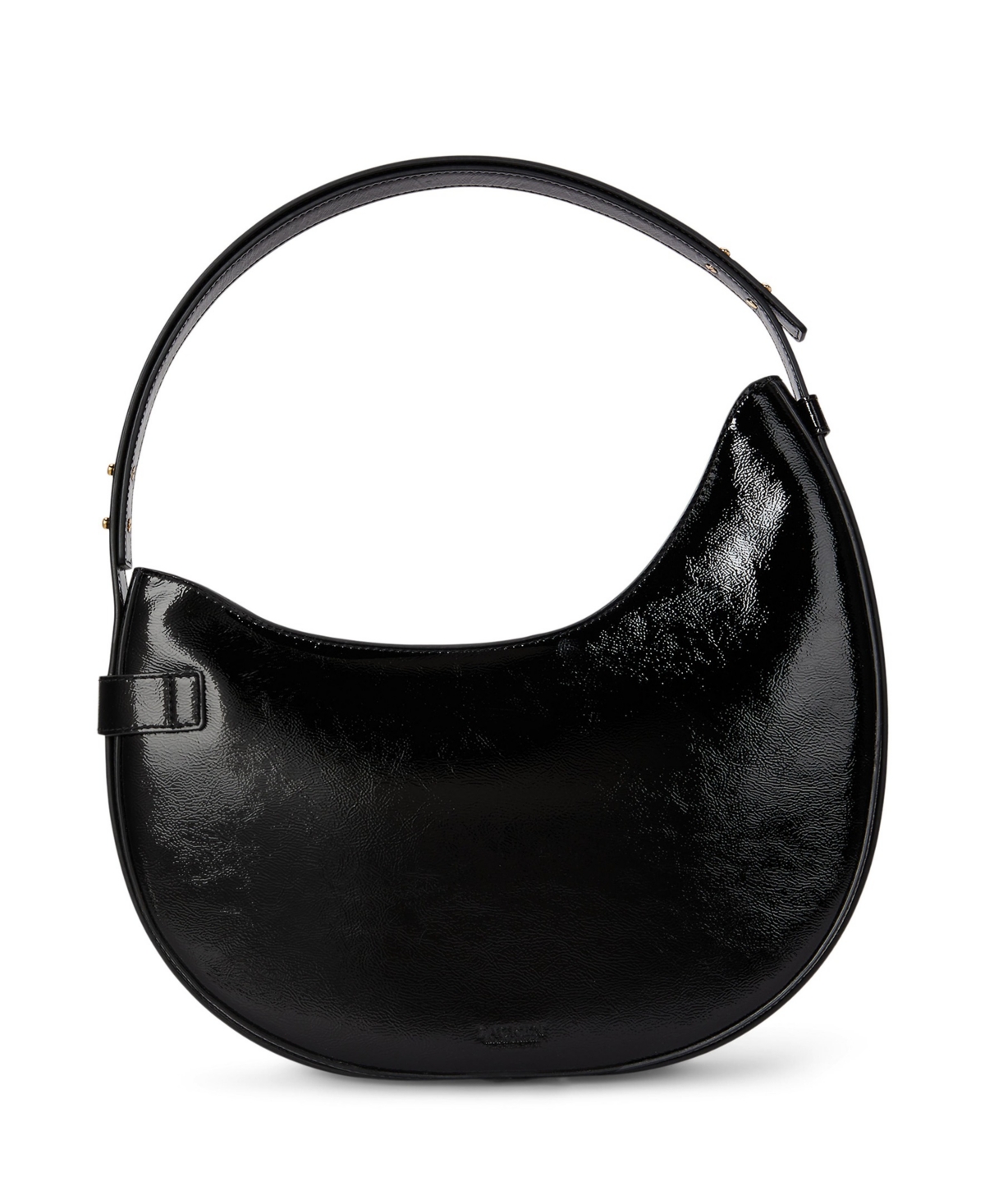 Ralph Lauren Crinkle Patent Leather Tasha Shoulder Bag In Black