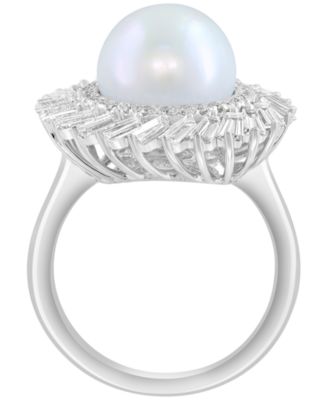 Freshwater Pearl (11mm) and Lab Grown Diamond Ring (1-1/3 ct. t.w.) in 14k White Gold