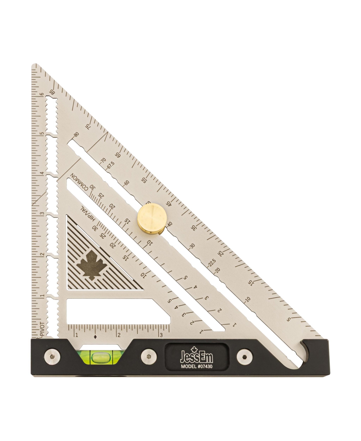 Jessem 07430 Quick Angle Square Stainless Steel Speed Square with Built In Level - Imperial