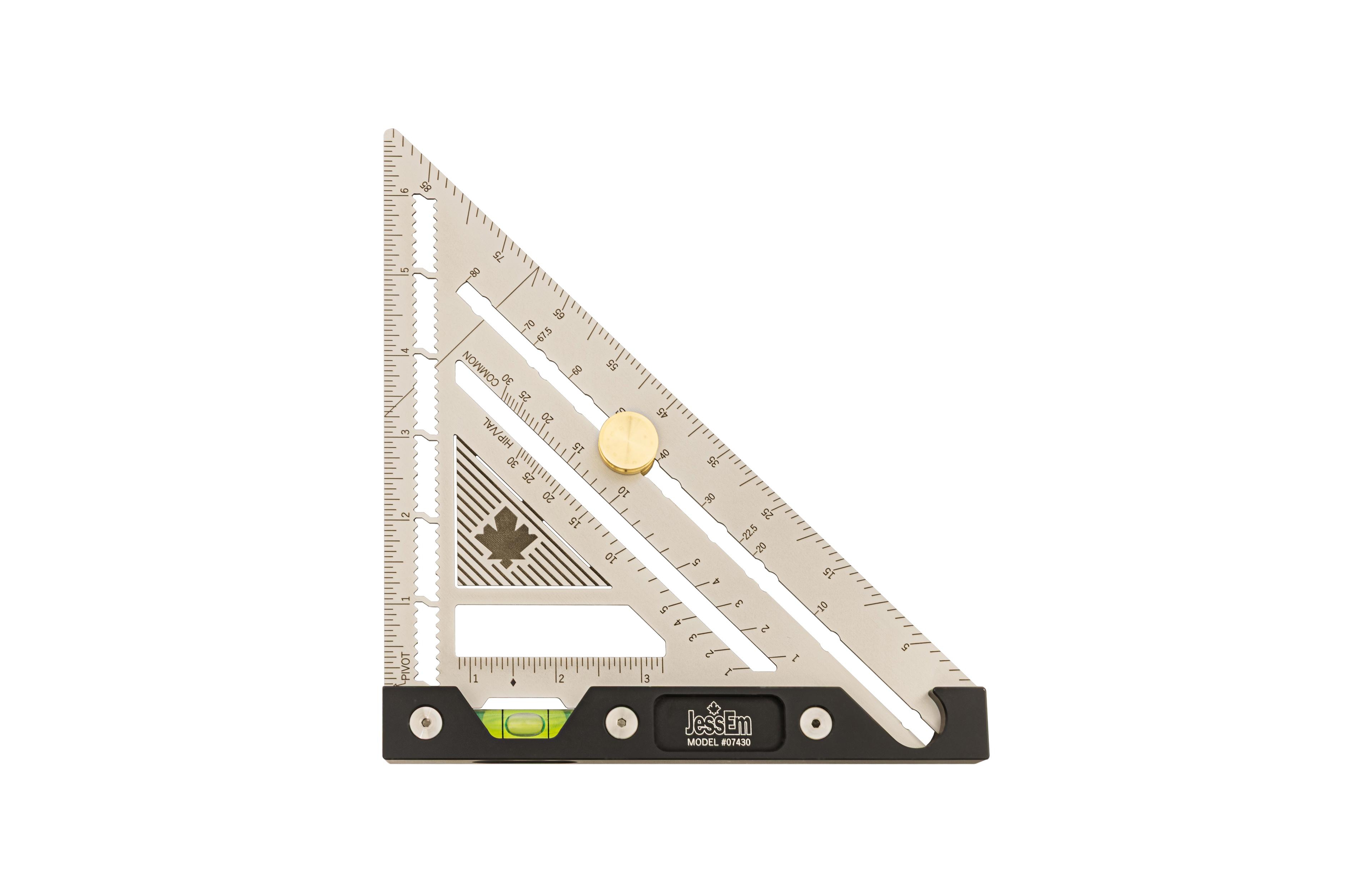 Jessem 07430 Quick Angle Square Stainless Steel Speed Square with Built In Level - Imperial