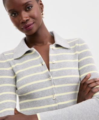 Women's Striped Collared Cardigan , Macy's Exclusive
