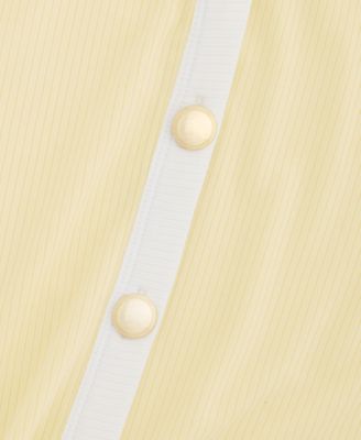 Women's Knit Solid Colored-Trim Button-Up Tank Top