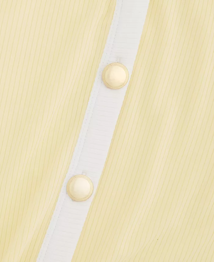 Women's Knit Solid Colored-Trim Button-Up Tank Top - thumbnail 4