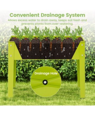 Metal Raised Garden Bed with Legs and Drainage Hole-24 x 11 x 18 inches