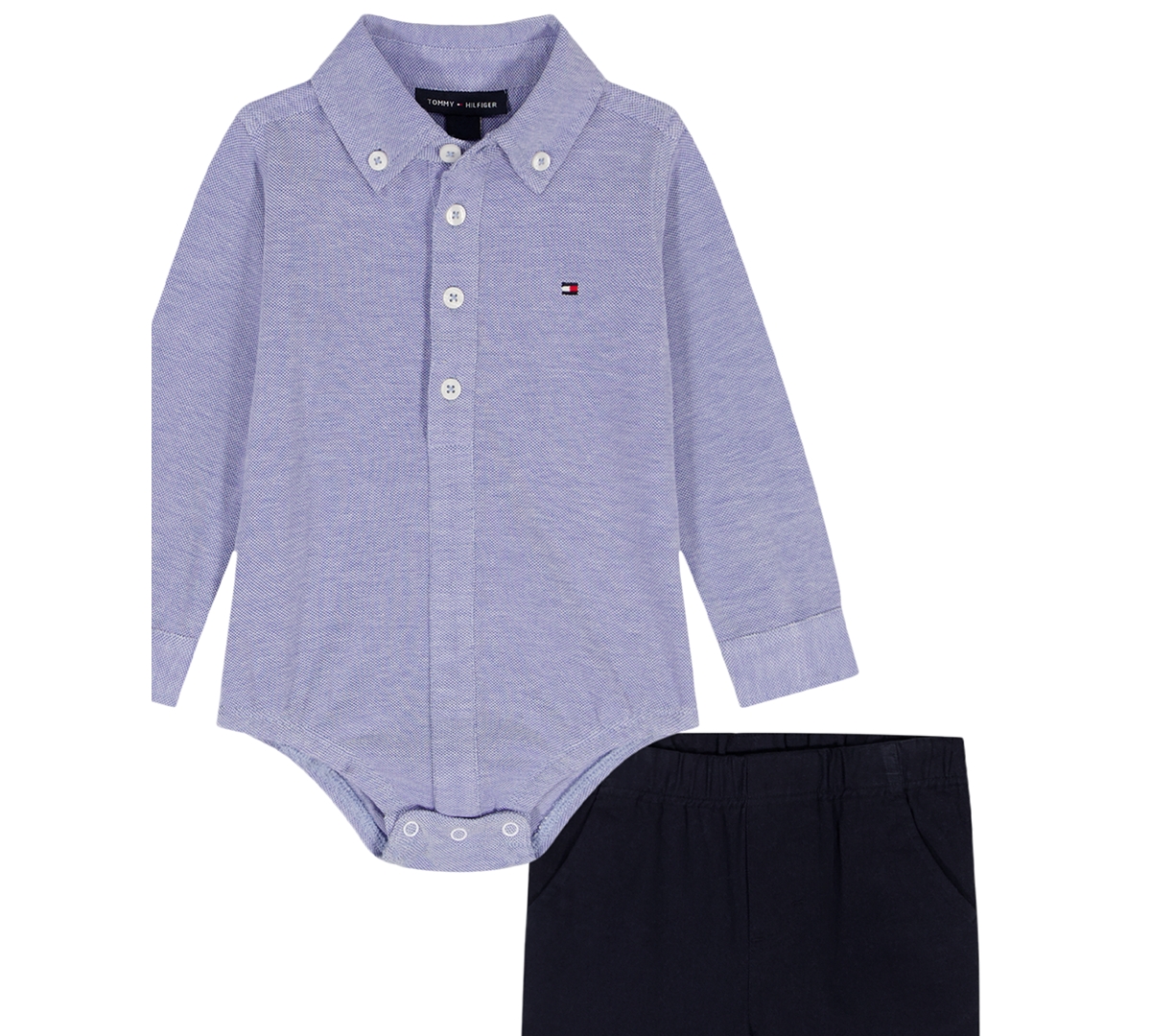 Tommy Hilfiger Baby Boys Woven Shirt-style Bodysuit And Pants, 2-piece Set In Multi